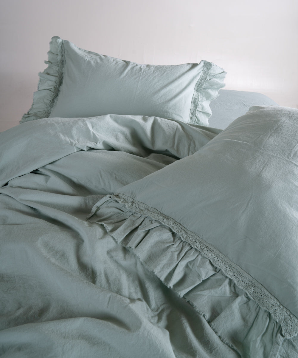 %100 Pamuk Stonewash Nevresim Takımı - Francesca Mint