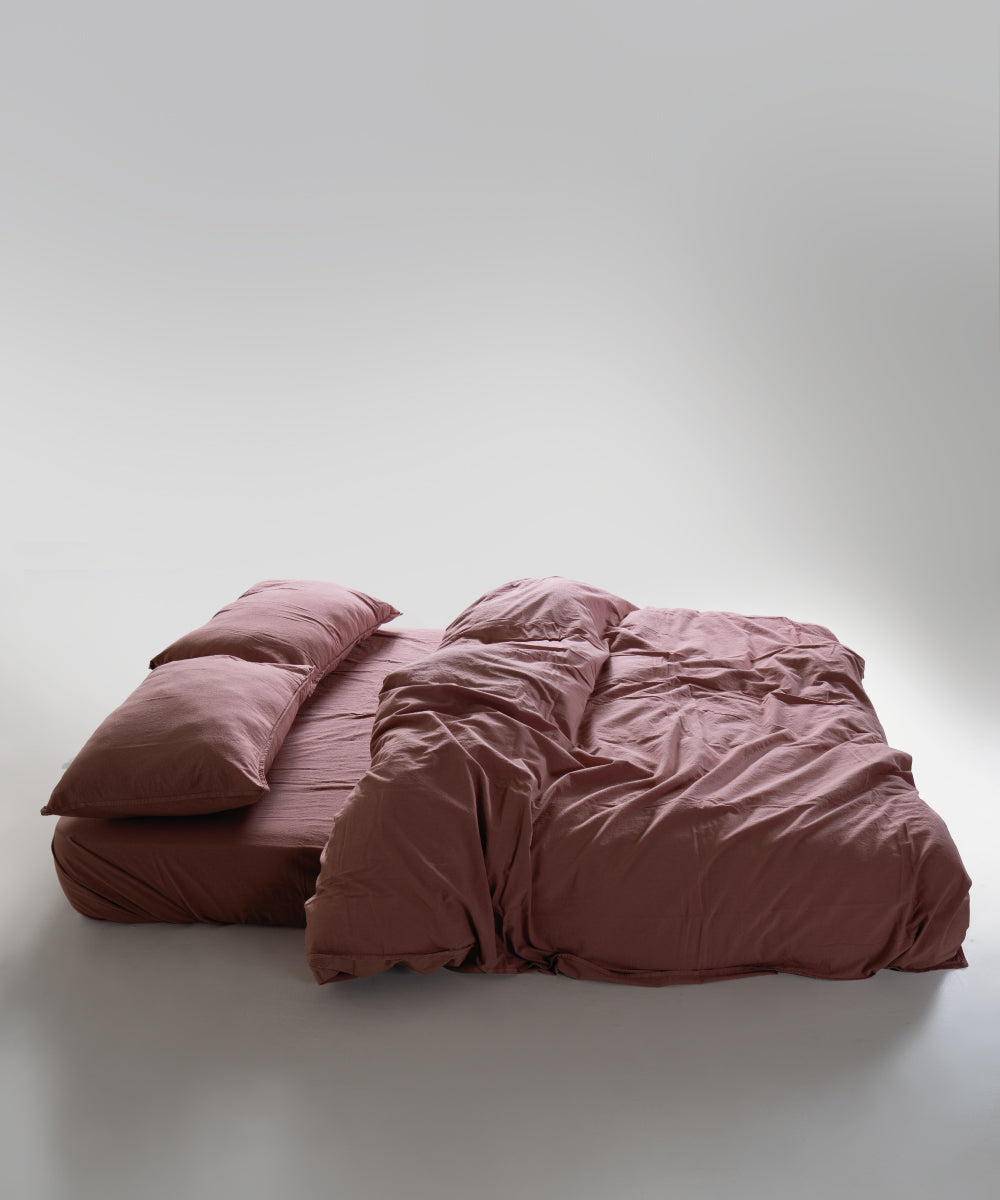 Stonewash 100% Yıkanmış Pamuk Nevresim Takımı Old Rose