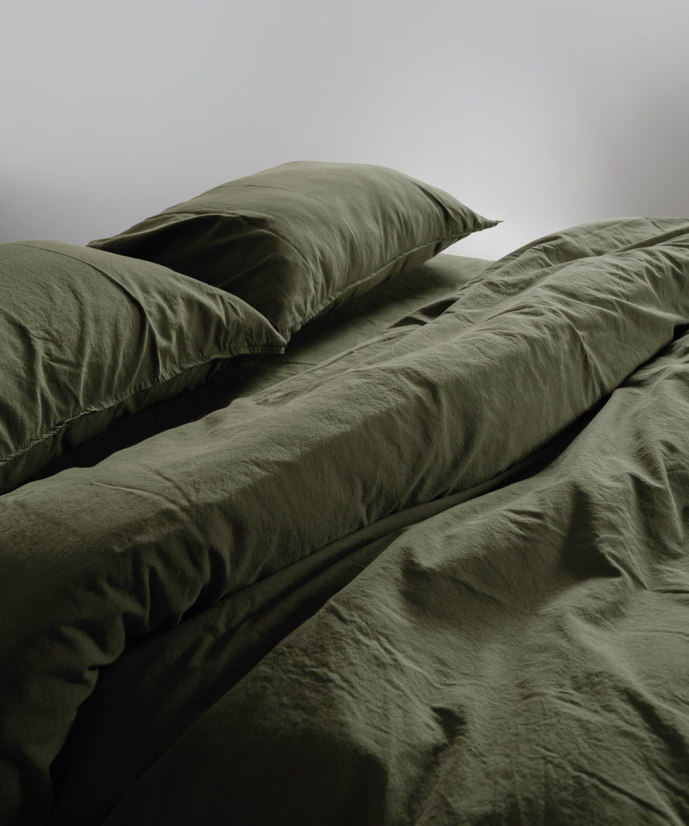 Stonewash 100% Yıkanmış Pamuk Nevresim Takımı Capulet Olive
