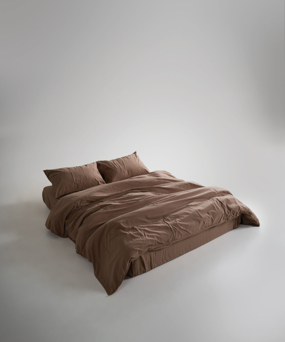 Stonewash 100% Yıkanmış Pamuk Nevresim Takımı Wood Smoke