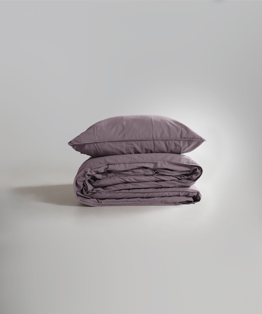 Stonewash 100% Yıkanmış Pamuk Nevresim Seti Natural Violet