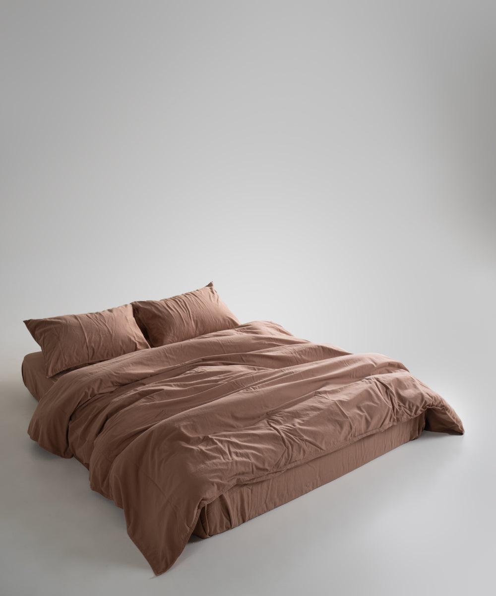 Stonewash 100% Yıkanmış Pamuk Nevresim Takımı Wood Smoke