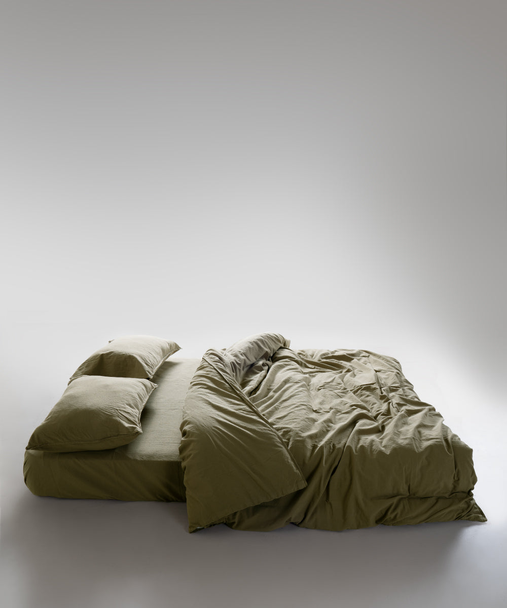 Stonewash 100% Yıkanmış Pamuk Nevresim Takımı Akdeniz Yeşili