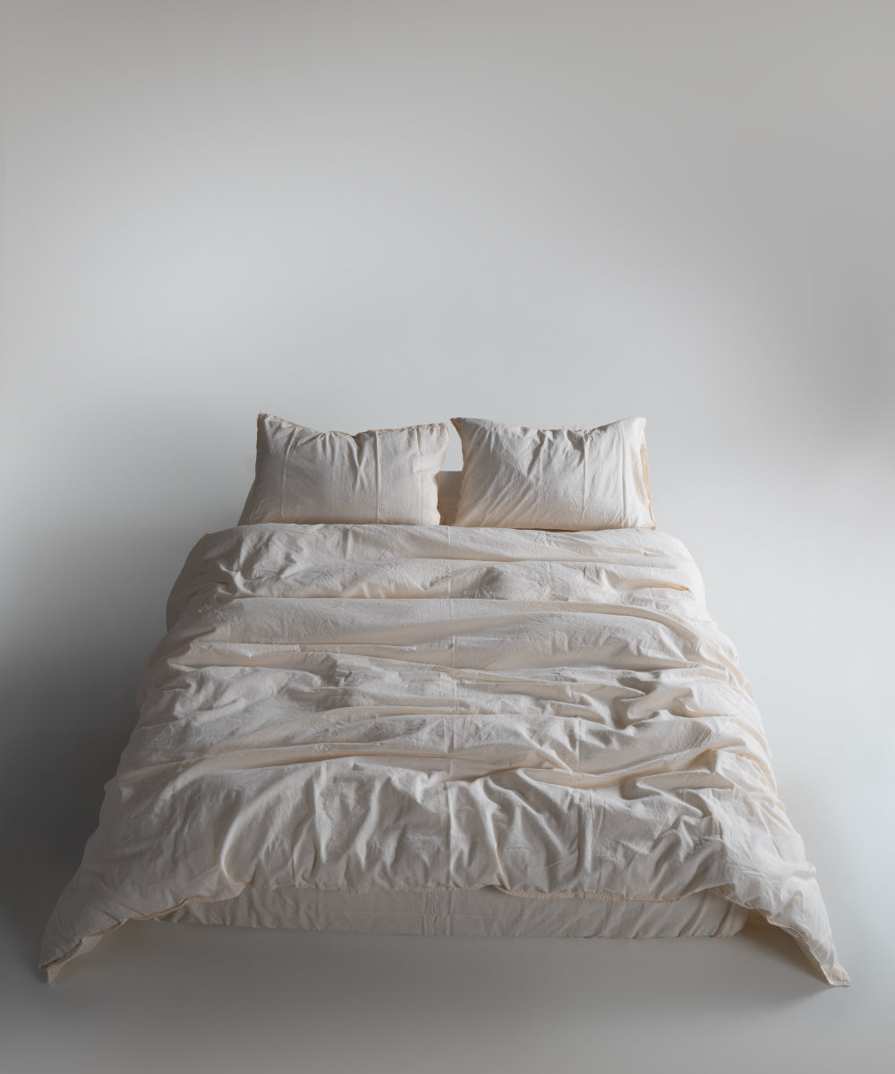 Stonewash 100% Yıkanmış Pamuk Çarşaf Set Akdeniz Kremi
