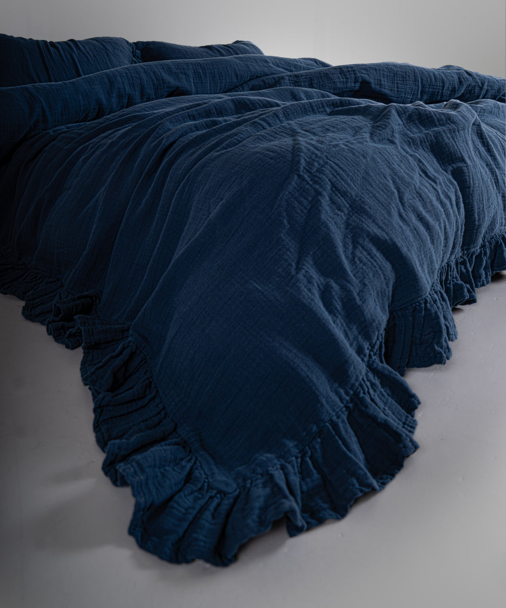 %100 Pamuk Yıkamalı Exclusive Müslin Nevresim - Dress Blue