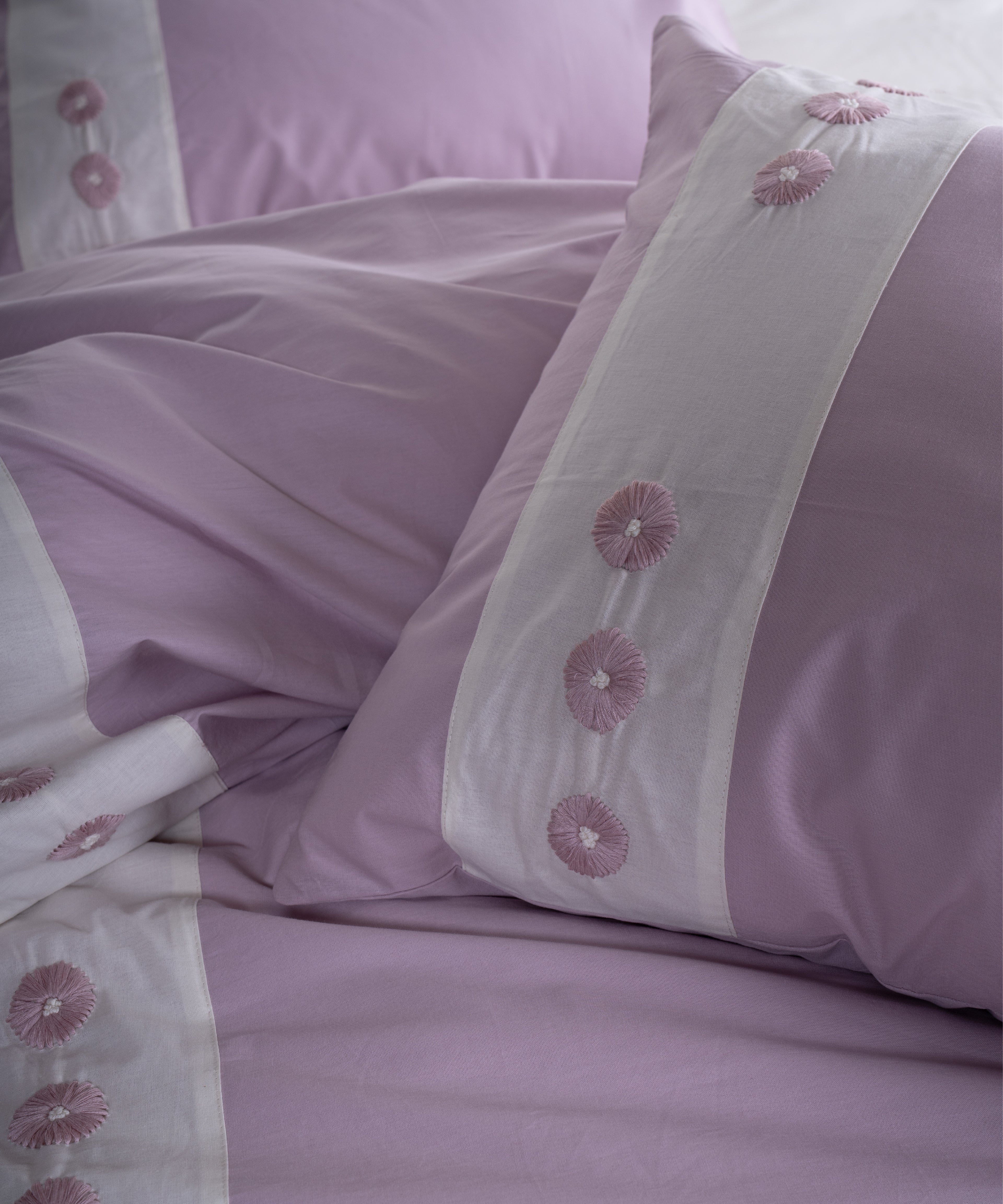 Prima %100 Pamuk El Nakışlı Nevresim Takımı - Daisy Lila