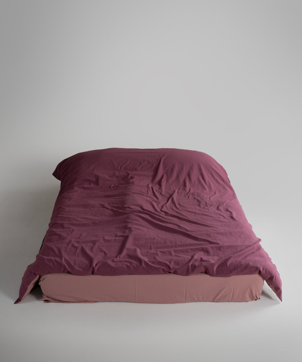 Essualte Doubleface %100 Pamuk Nevresim Takımı Old Rose-Raspberry