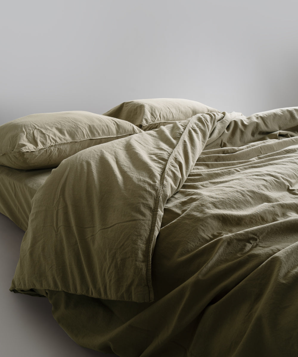 Stonewash 100% Yıkanmış Pamuk Nevresim Takımı Akdeniz Yeşili