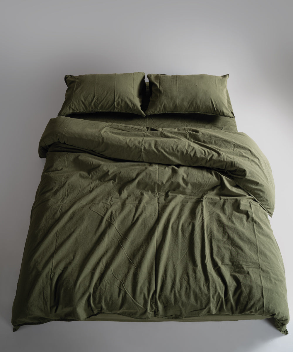 Stonewash 100% Yıkanmış Pamuk Nevresim Takımı Capulet Olive