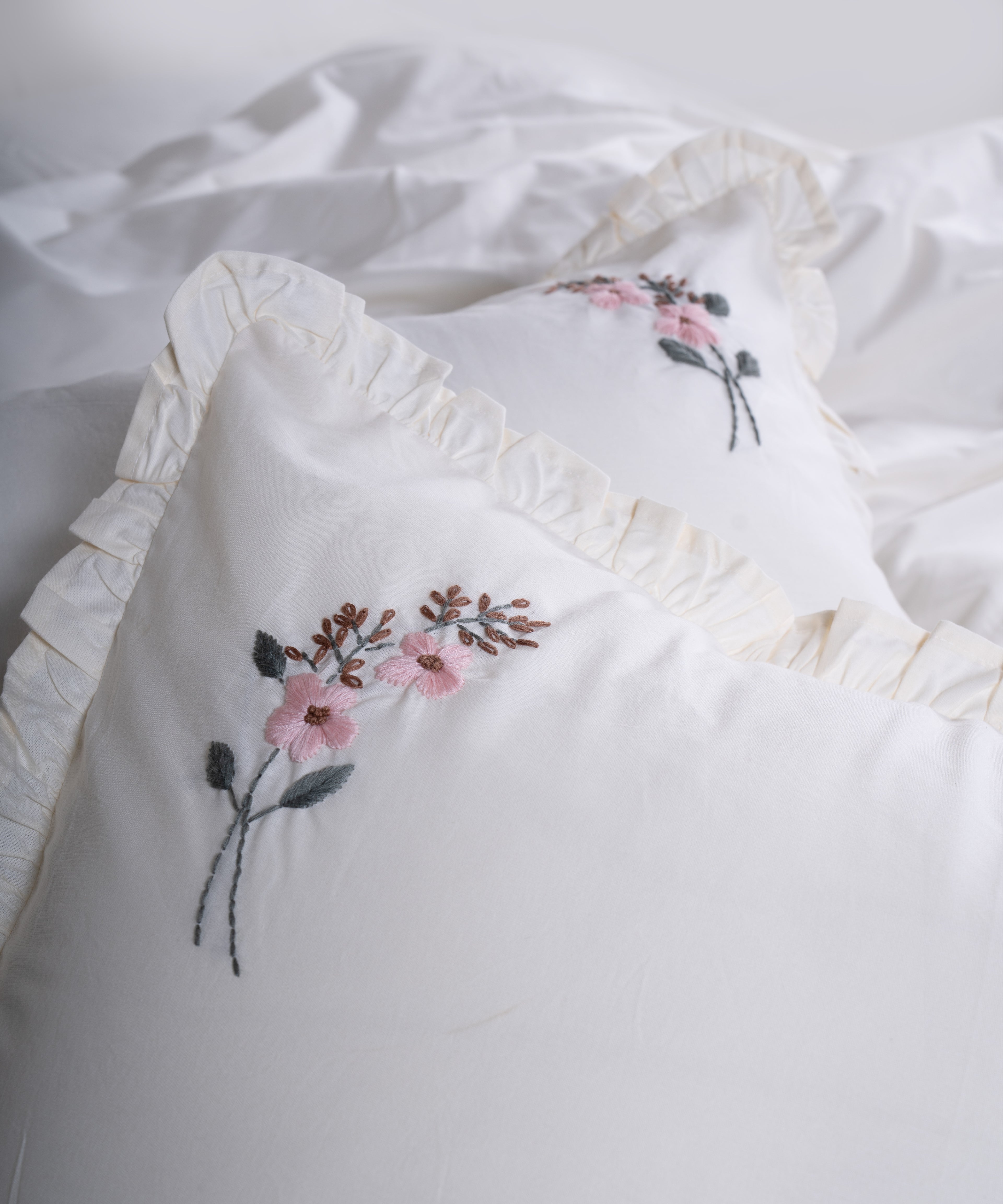 Prima %100 Pamuk El Nakışlı Nevresim Takımı - Valentino Krem