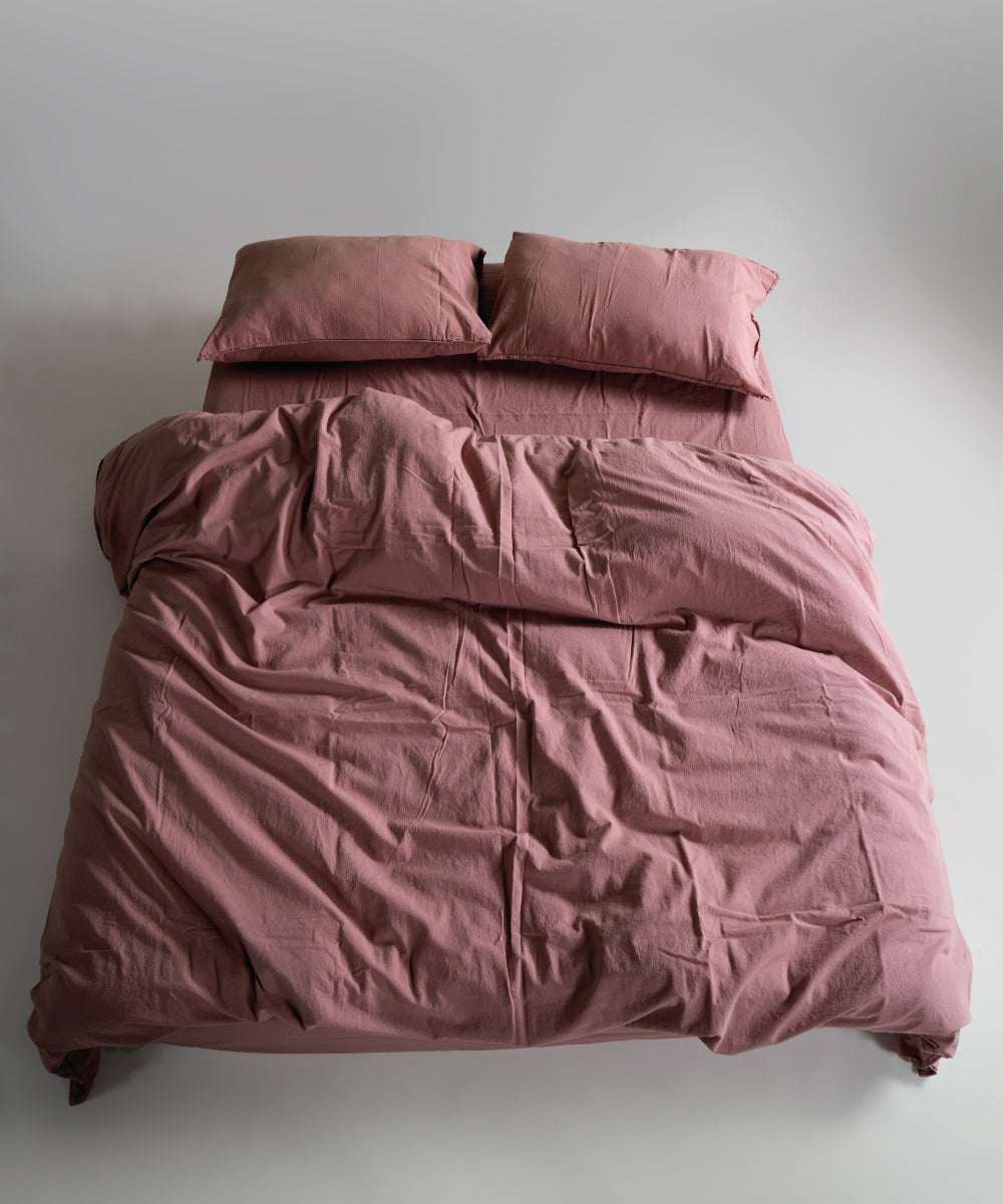 Stonewash 100% Yıkanmış Pamuk Nevresim Takımı Old Rose
