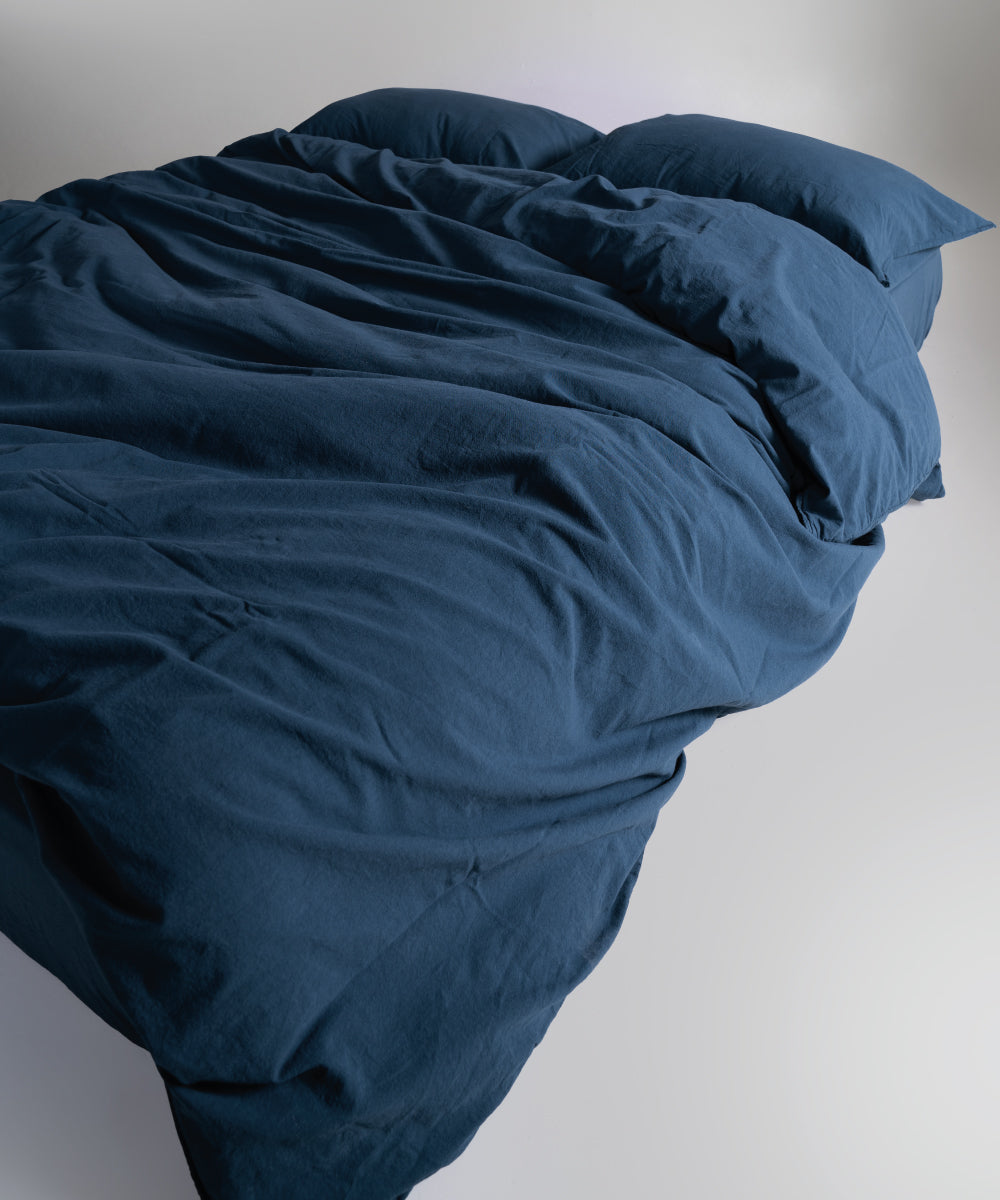 Stonewash 100% Yıkanmış Pamuk Nevresim Seti Dress Blue