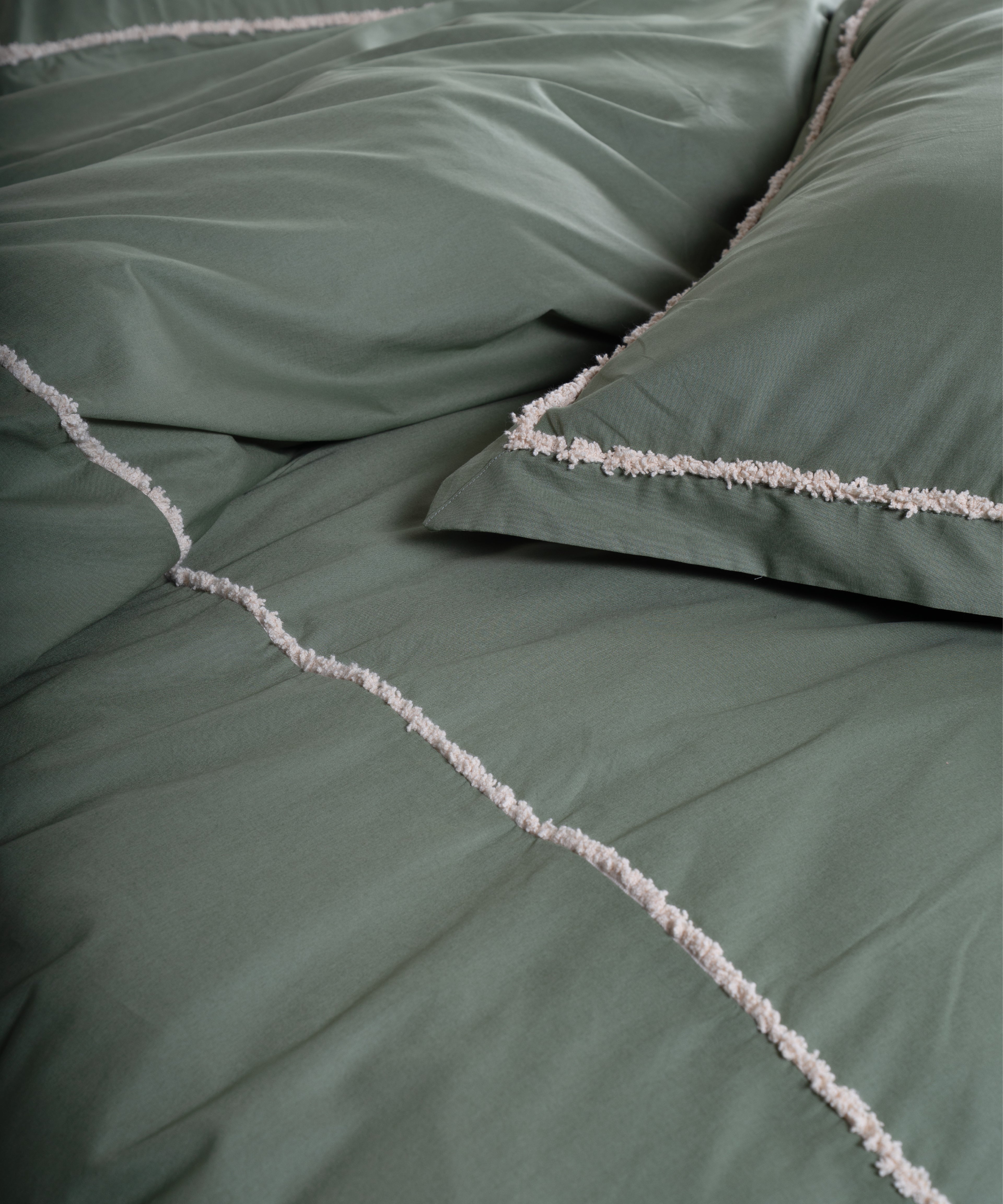 Prima %100 Pamuk El Nakışlı Nevresim Takımı - Frange Green