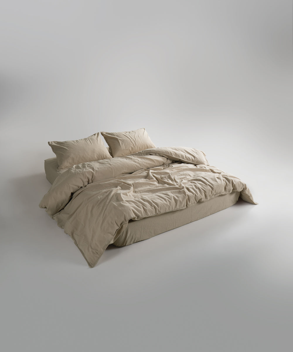 Stonewash 100% Yıkanmış Pamuk Yastık Kılıfı Oxford Tan
