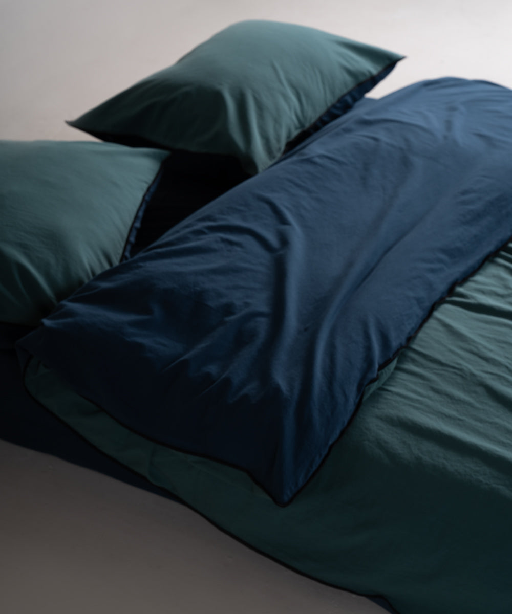 Essualte Doubleface %100 Pamuk Nevresim Takımı Dark Green-Dress Blue