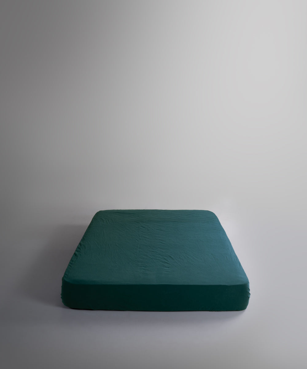 %100 Pamuk Yıkamalı Exclusive Müslin Çarşaf Set - Dark Green