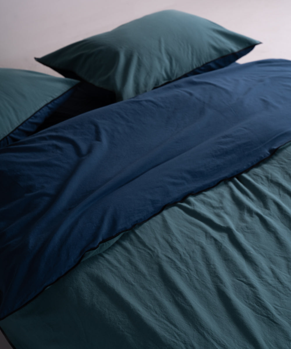 Essualte Doubleface %100 Pamuk Nevresim Takımı Dark Green / Dress Blue