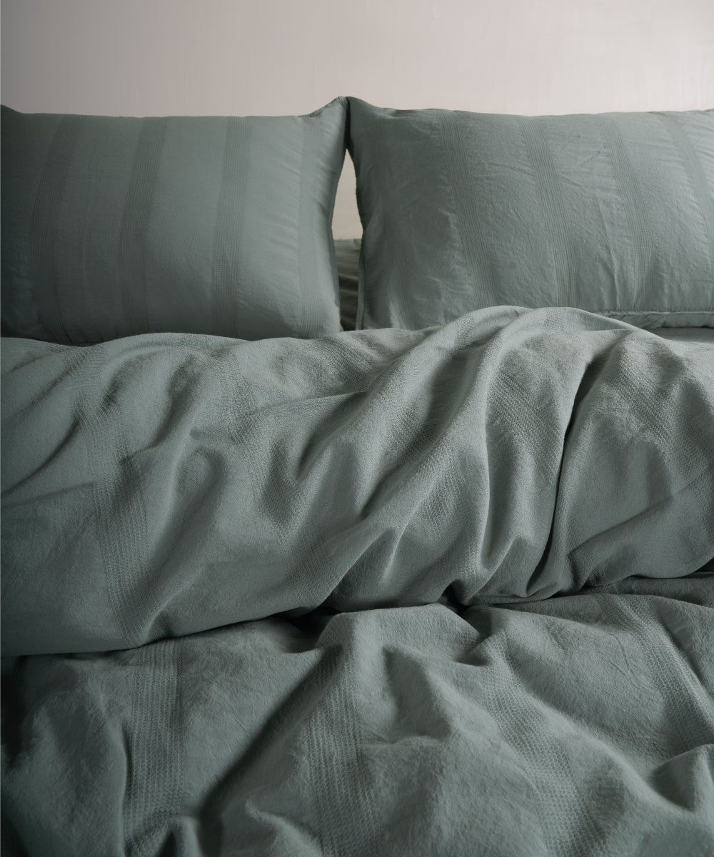 %100 Pamuk Stonewash Nevresim Takımı Cassandra - Natural Green