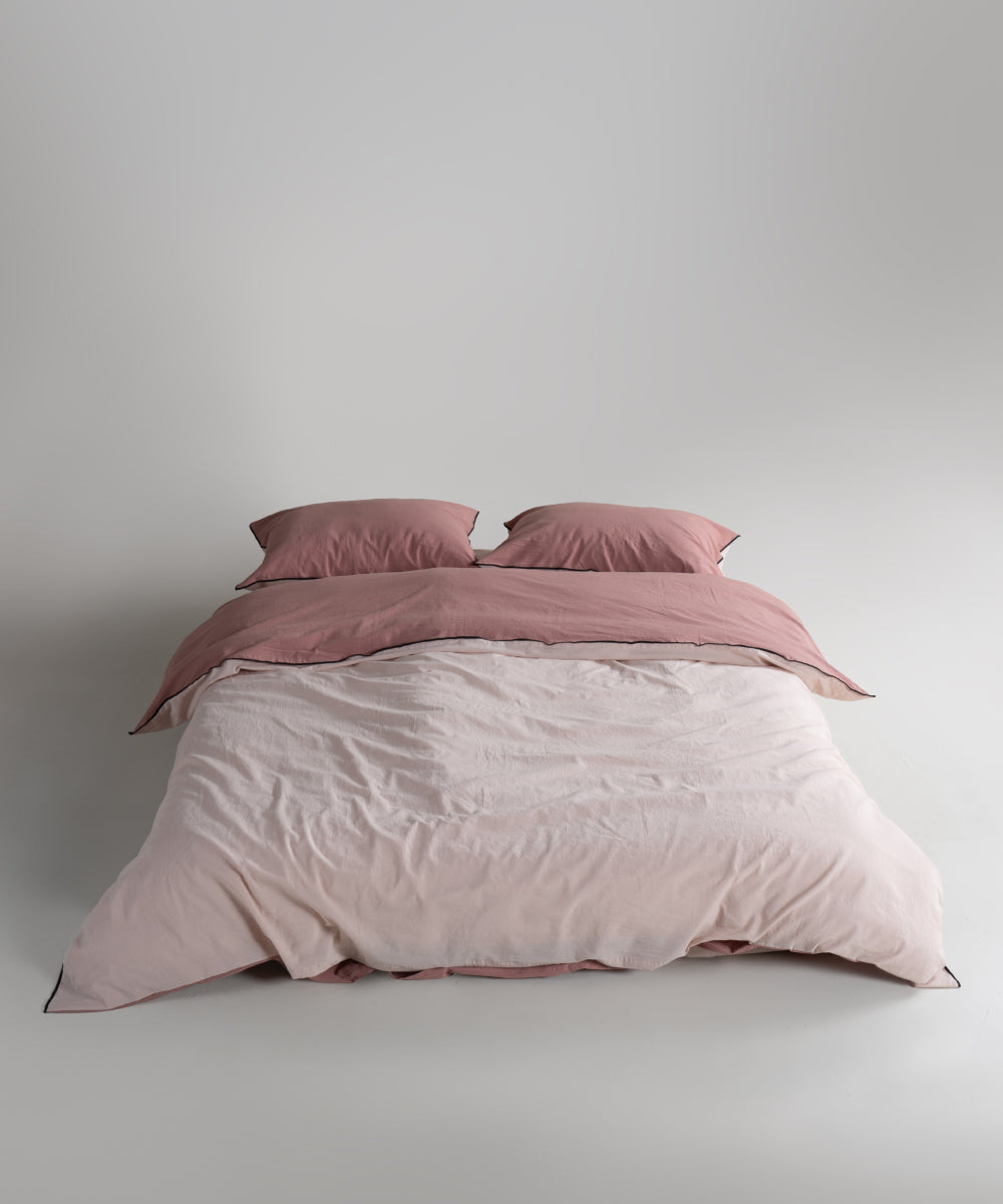 Essualte Doubleface %100 Pamuk Nevresim Takımı Old Rose / Pristine