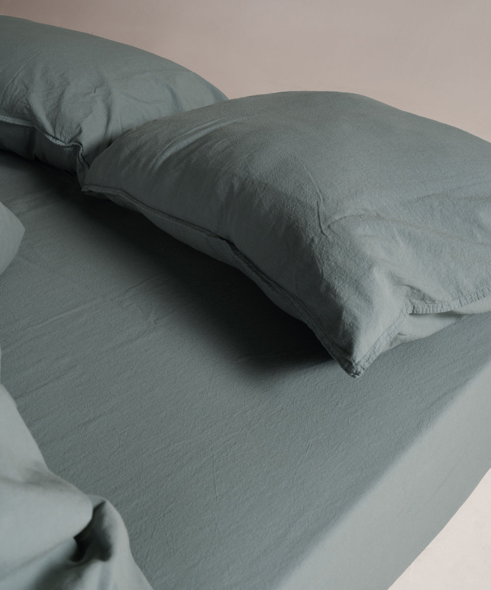 Stonewash 100% Yıkanmış Pamuk Yastık Kılıfı Natural Green