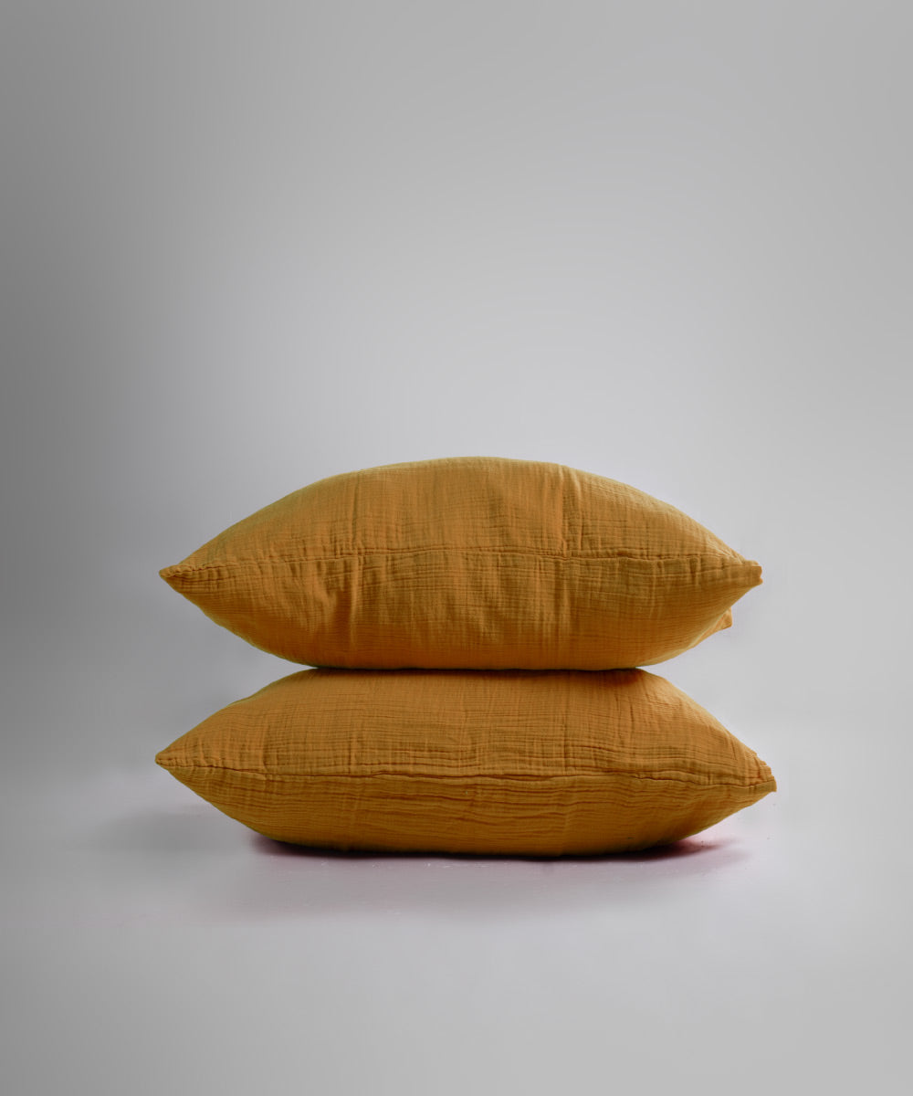 %100 Pamuk Yıkamalı Müslin Çarşaf Set - Mustard