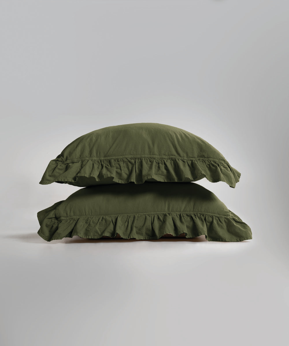 Stonewash 100% Yıkanmış Pamuk Exclusive Çarşaf Set Capulet Olive