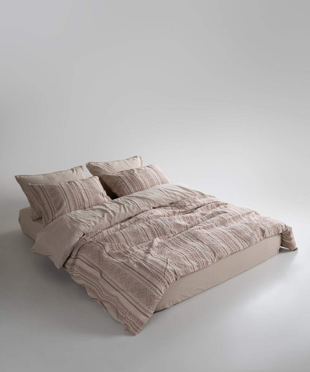 %100 Pamuk Stonewash Nevresim Takımı Coastal Trio - Oxford Tan