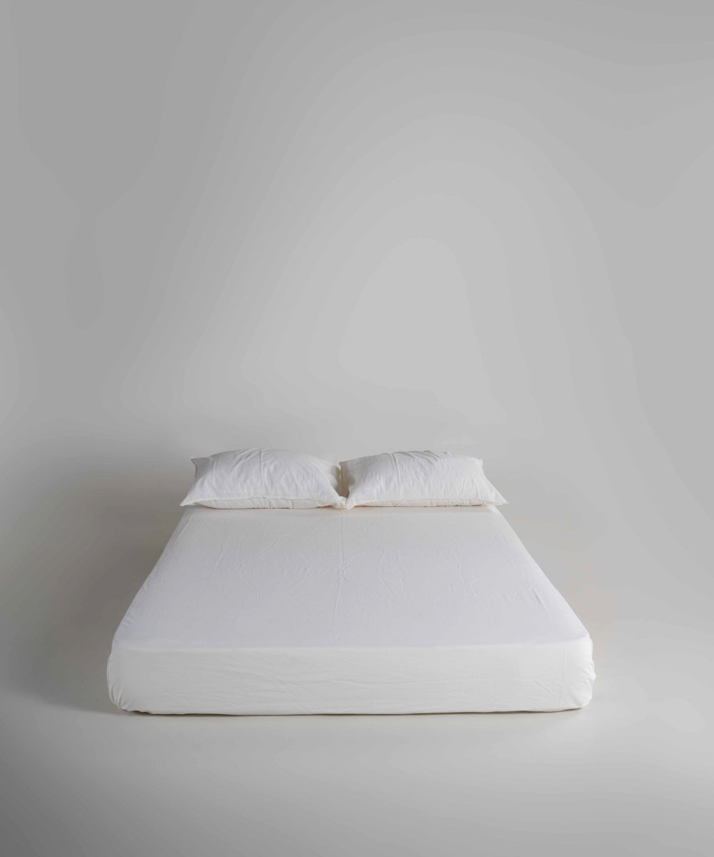 Stonewash 100% Yıkanmış Pamuk Çarşaf Snow White
