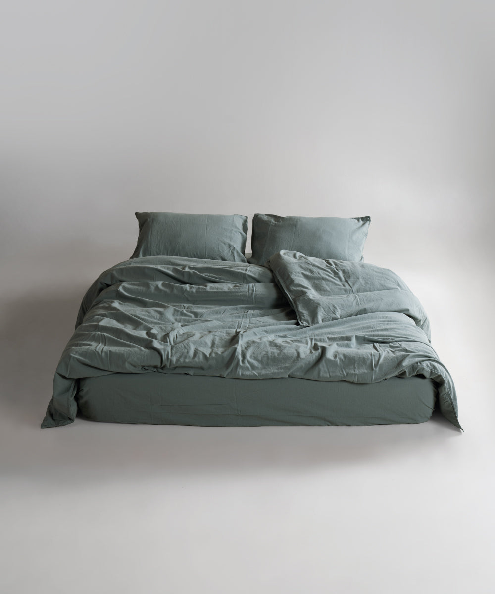 Stonewash 100% Yıkanmış Pamuk Nevresim Takımı Natural Green