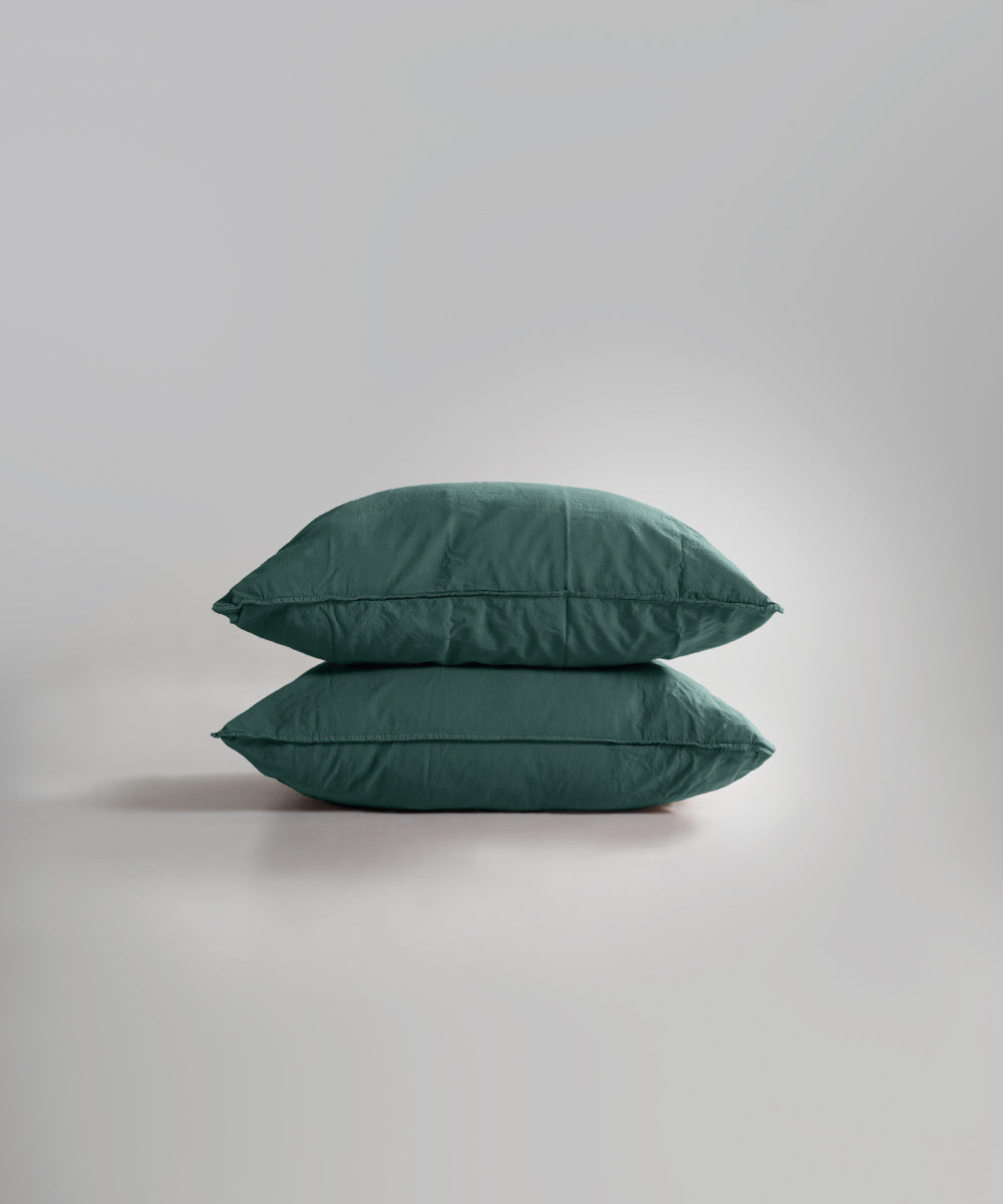 Stonewash 100% Yıkanmış Pamuk Nevresim Seti Dark Green