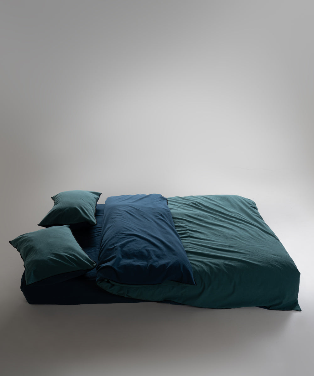 Essualte Doubleface %100 Pamuk Nevresim Takımı Dark Green / Dress Blue