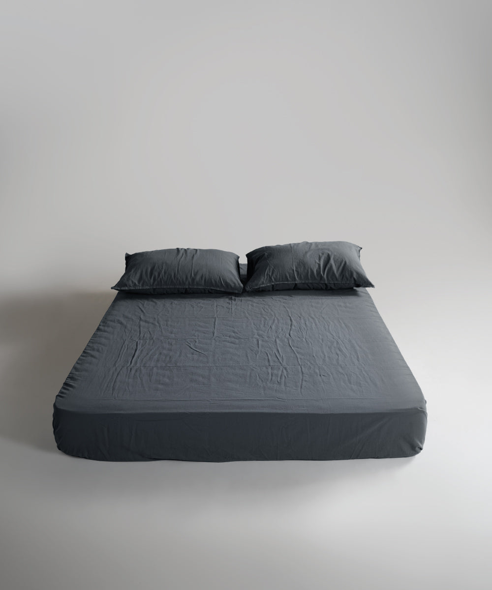 Stonewash 100% Yıkanmış Pamuk Çarşaf Set Natural Grey