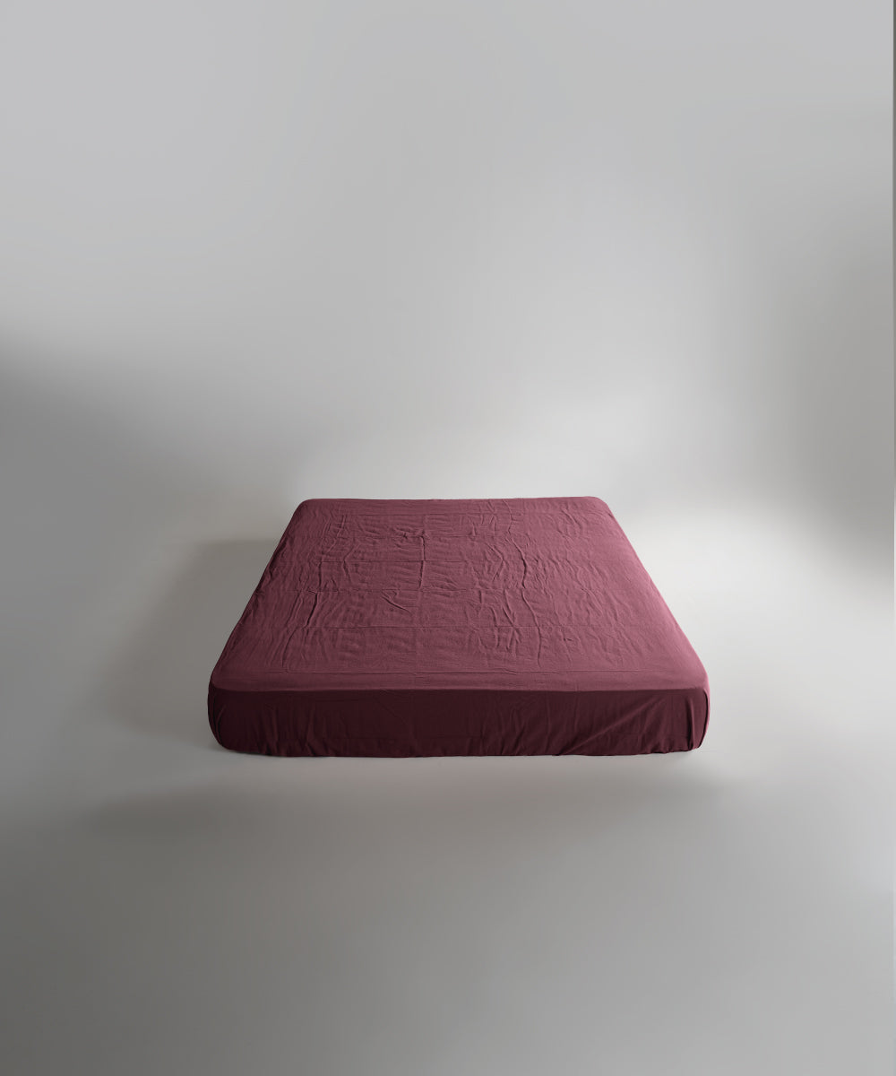 Stonewash 100% Yıkanmış Pamuk Nevresim Takımı Raspberry
