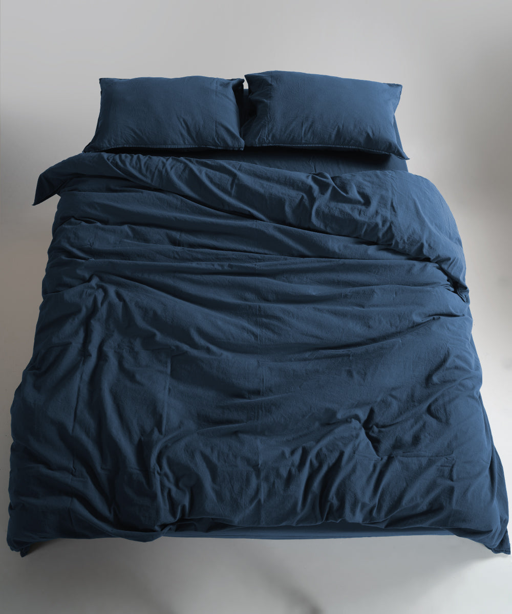 Stonewash 100% Yıkanmış Pamuk Nevresim Dress Blue