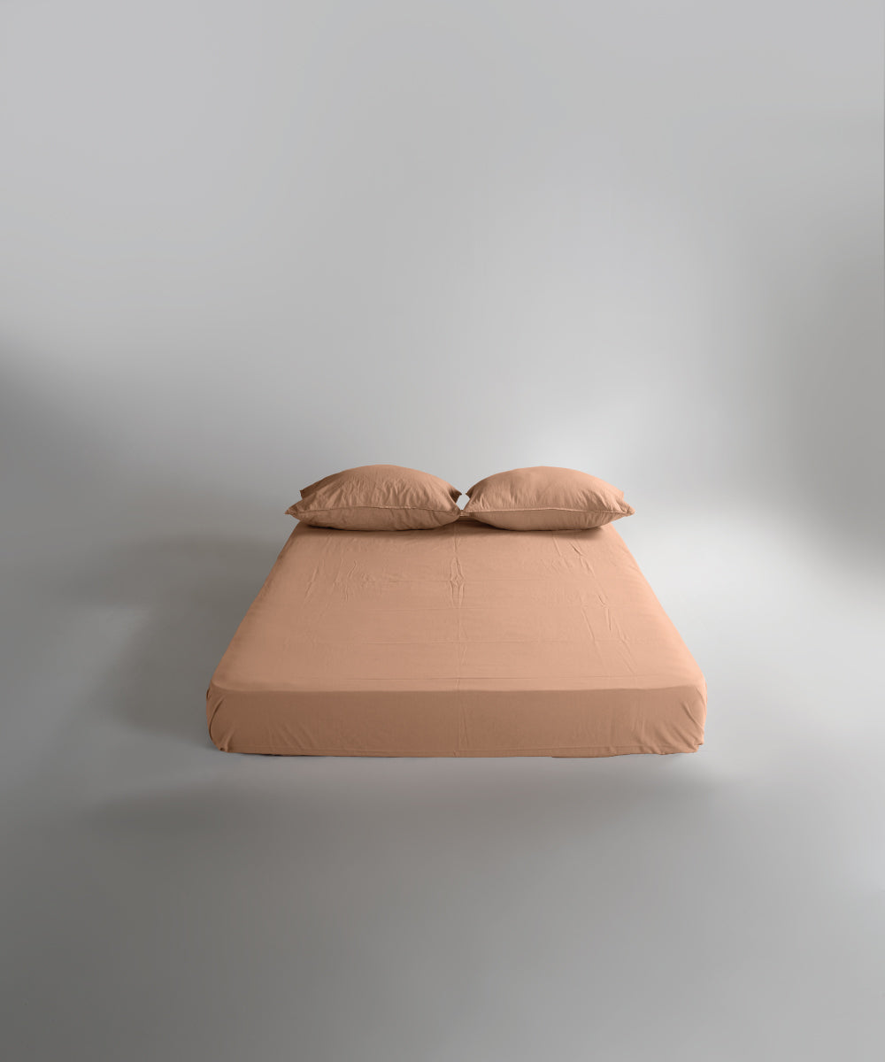 Stonewash 100% Yıkanmış Pamuk Nevresim Takımı Toast