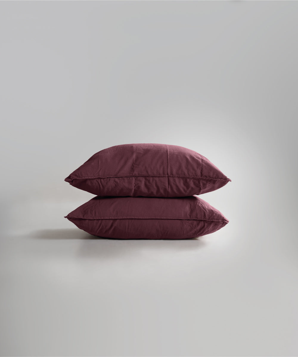 Stonewash 100% Yıkanmış Pamuk Yastık Kılıfı Raspberry