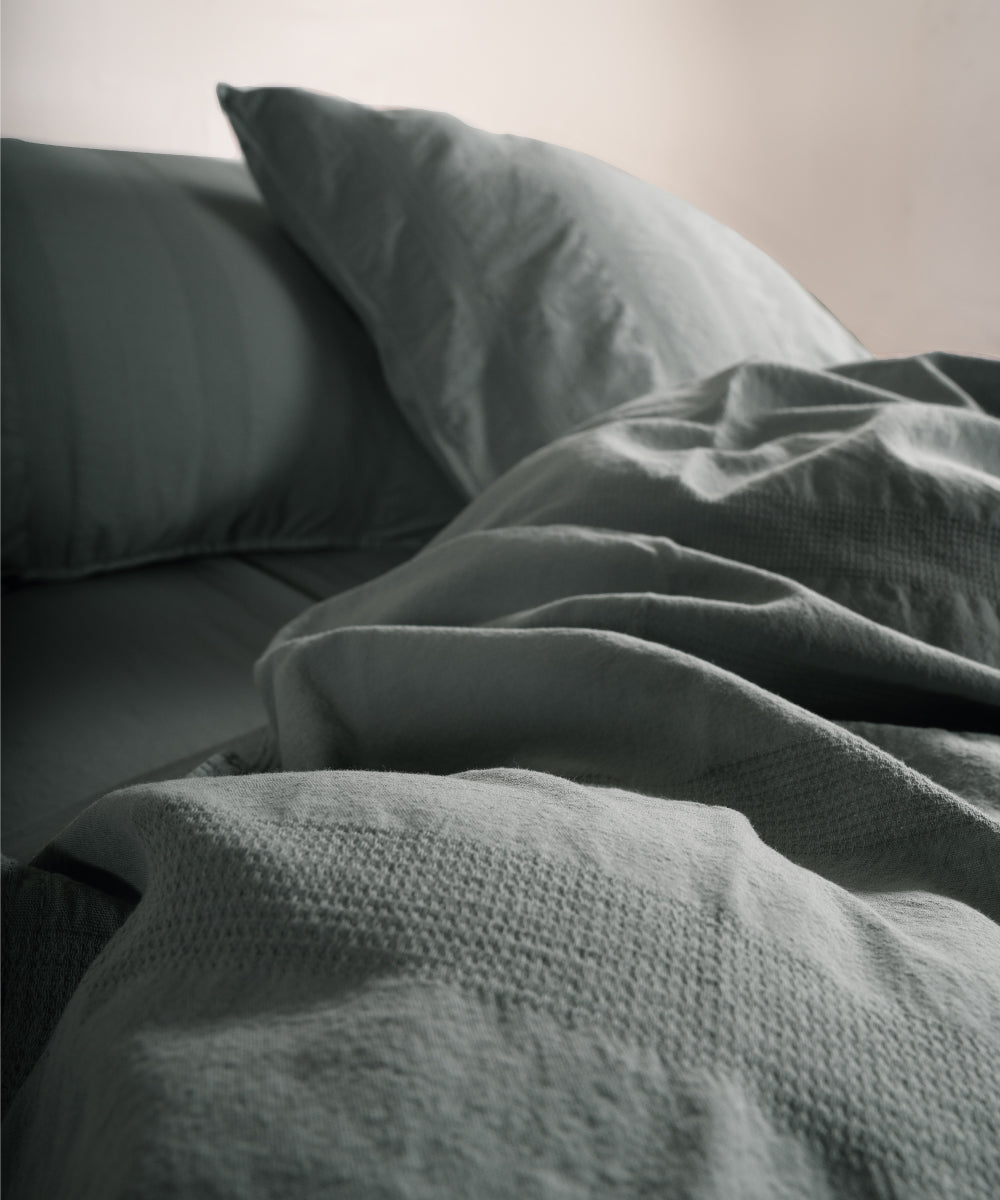 %100 Pamuk Stonewash Nevresim Takımı Cassandra - Natural Green