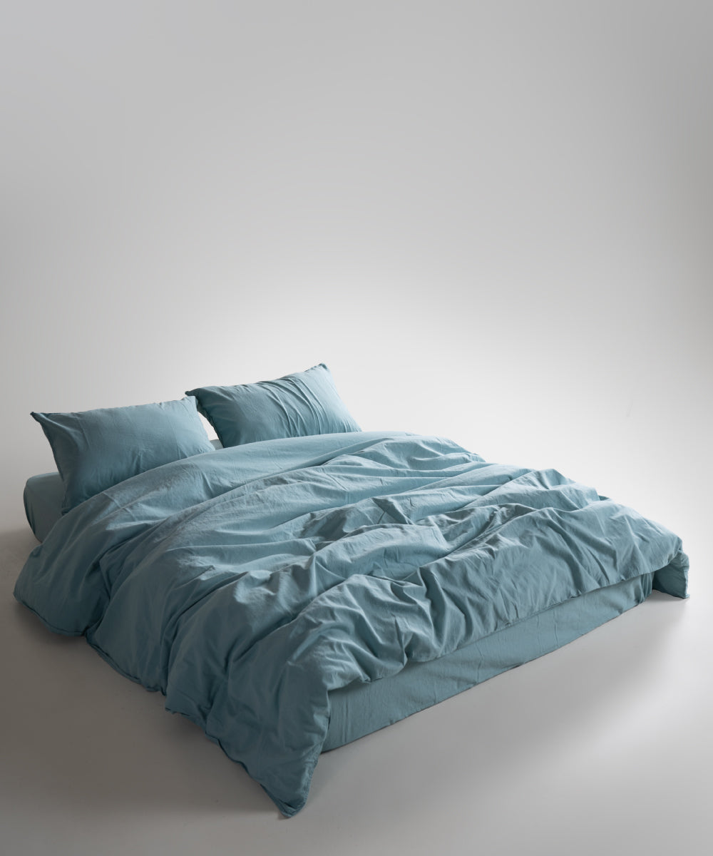 Stonewash 100% Yıkanmış Pamuk Nevresim Takımı Mineral Blue