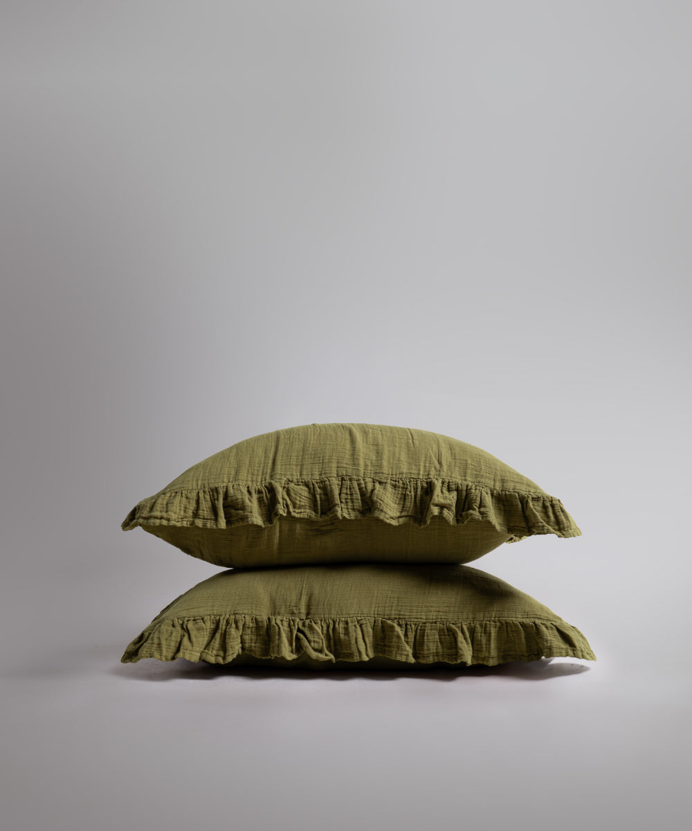 %100 Pamuk Yıkamalı Exclusive Müslin Çarşaf Set - Olive