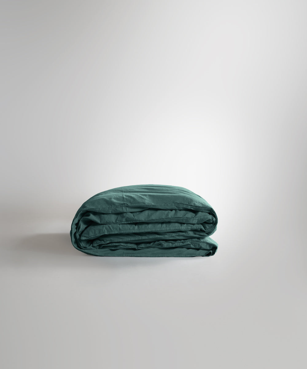 Stonewash 100% Yıkanmış Pamuk Nevresim Seti Dark Green