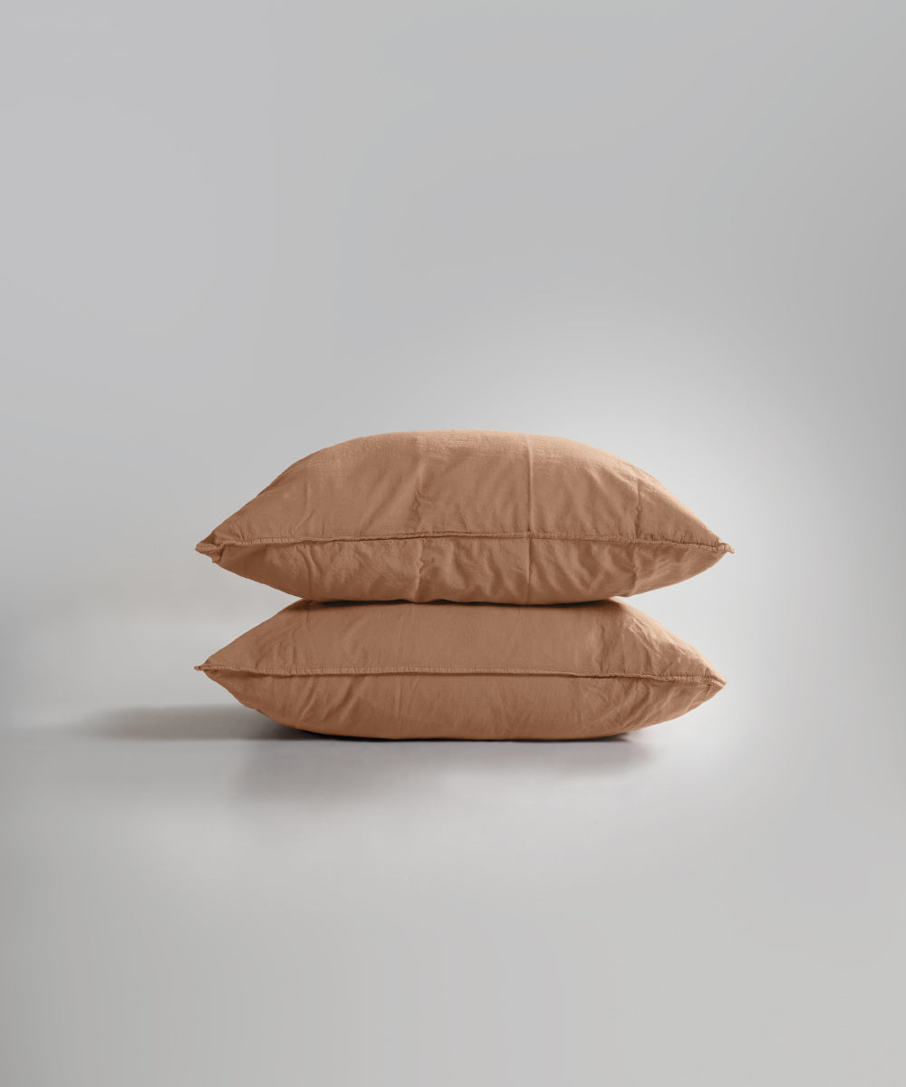 Stonewash 100% Yıkanmış Pamuk Yastık Kılıfı Toast