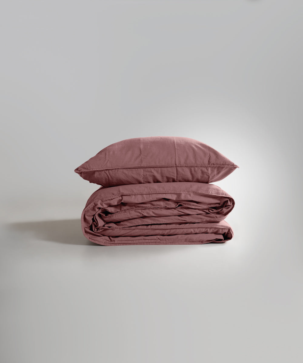 Stonewash 100% Yıkanmış Pamuk Nevresim Takımı Old Rose