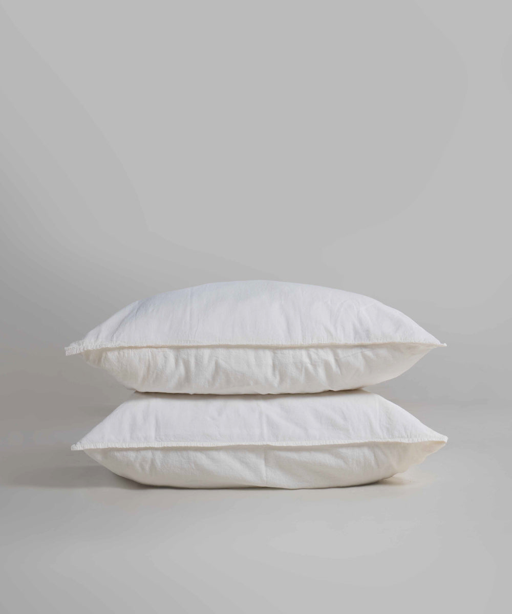 Stonewash 100% Yıkanmış Pamuk Yastık Kılıfı Snow White