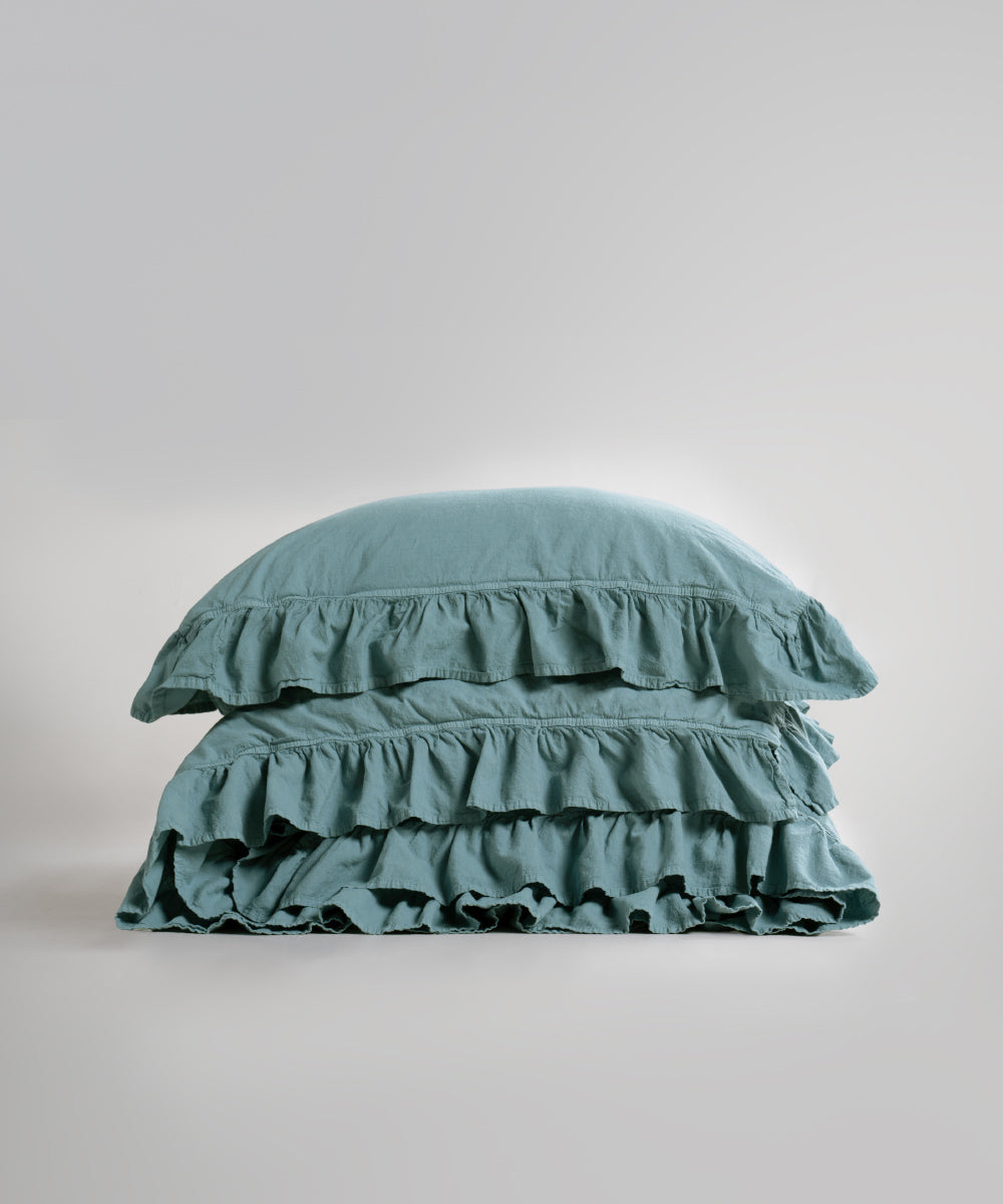 Stonewash 100% Yıkanmış Pamuk Exclusive Nevresim Takımı Akdeniz Mavisi