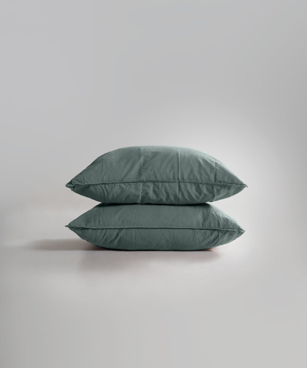 Stonewash 100% Yıkanmış Pamuk Yastık Kılıfı Natural Green