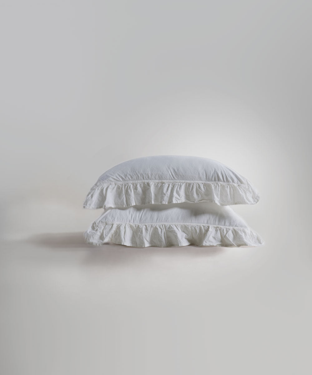 Stonewash 100% Yıkanmış Pamuk Exclusive Yastık Kılıfı Snow White