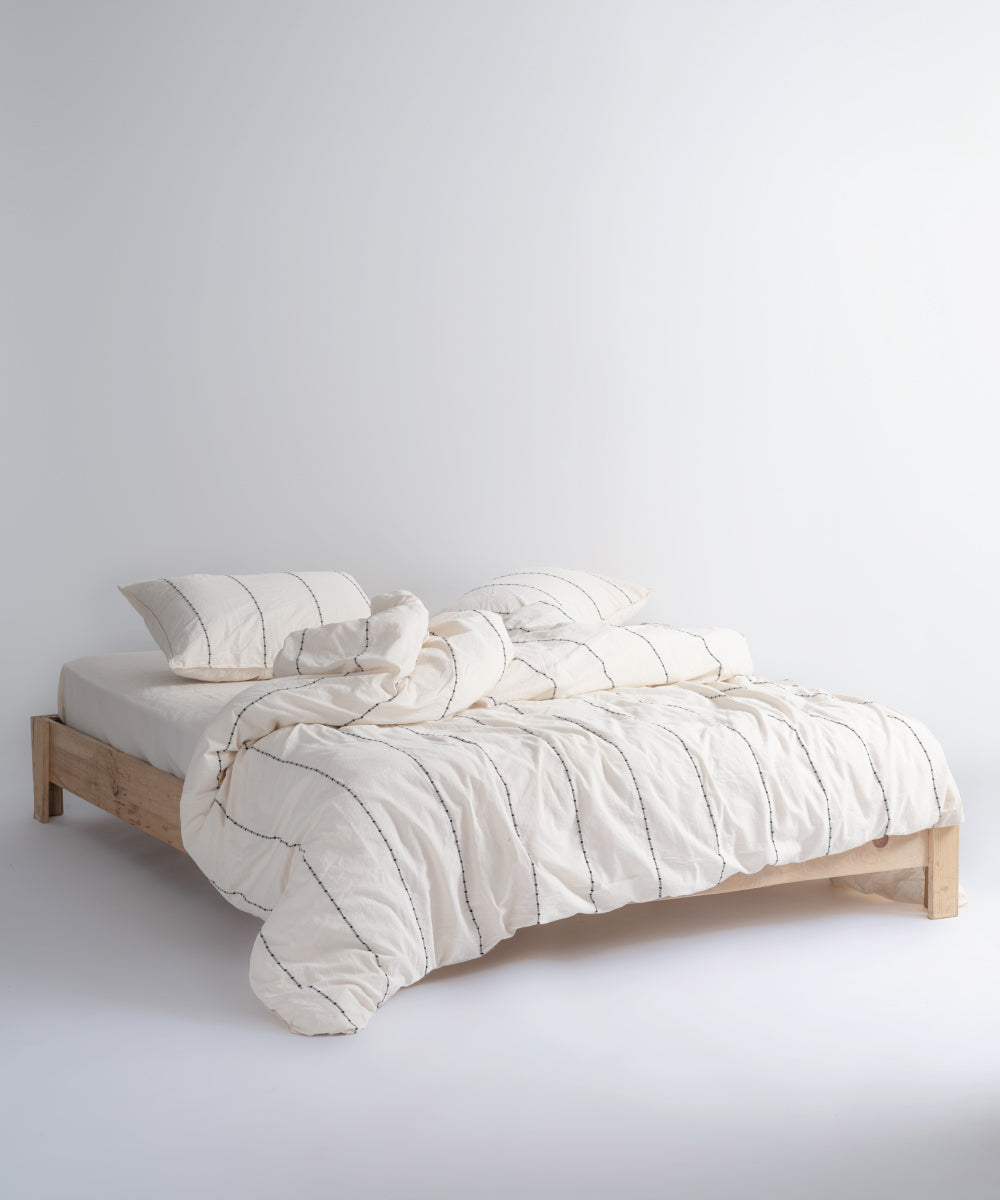 Vilnus %100 pamuk garmentwash ipliği boyalı çizgili çift kişilik nevresim takımı 200x220