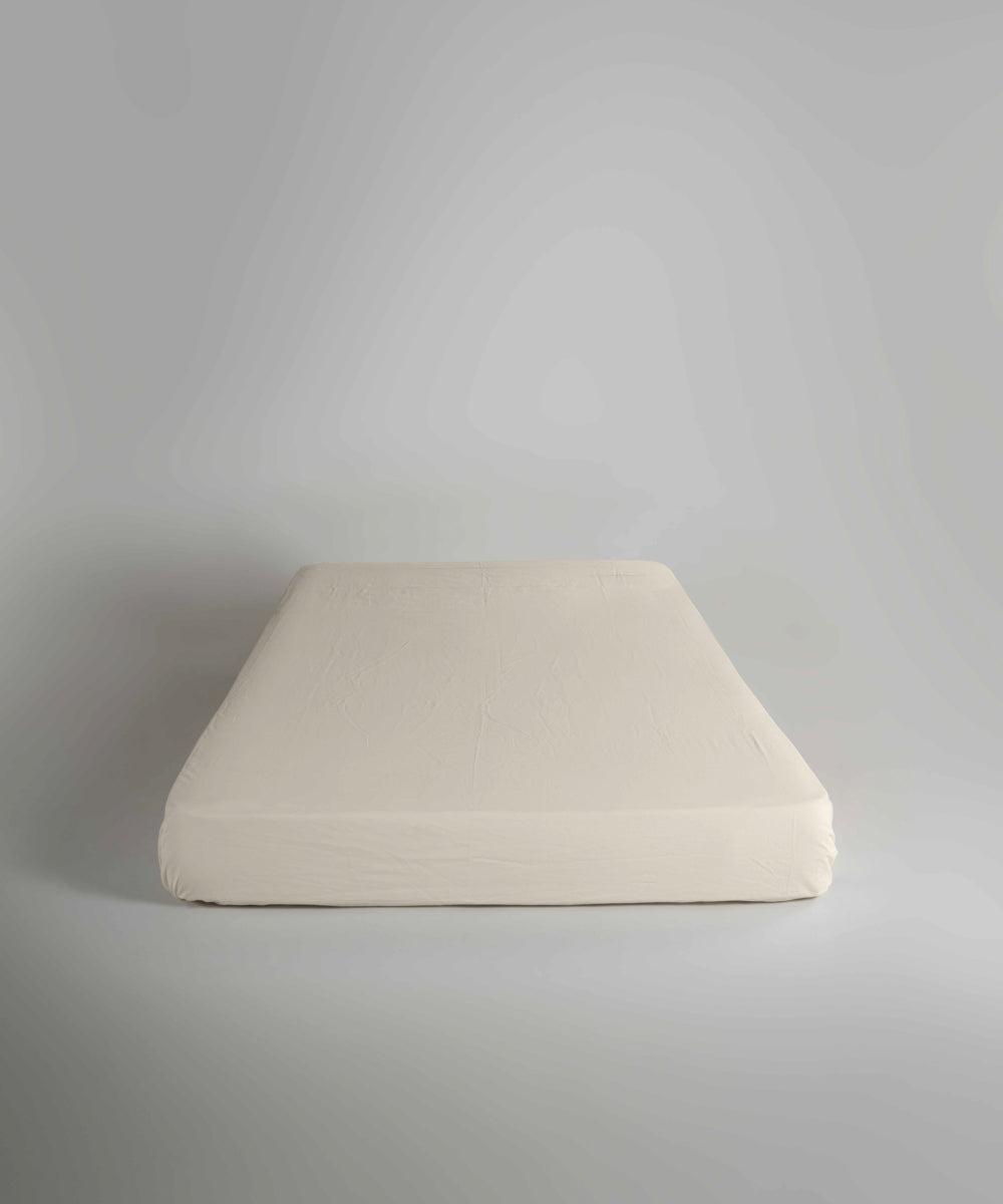 Stonewash 100% Yıkanmış Pamuk Çarşaf Akdeniz Kremi