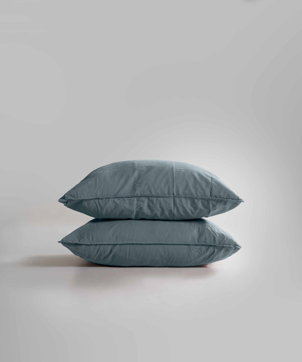 Stonewash 100% Yıkanmış Pamuk Çarşaf Set Akdeniz Mavisi
