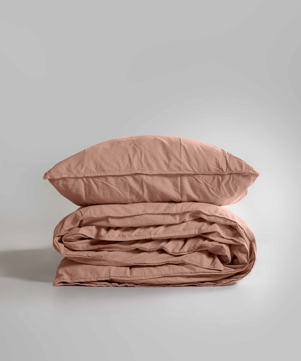 Stonewash 100% Yıkanmış Pamuk Nevresim Seti Cameo Brown